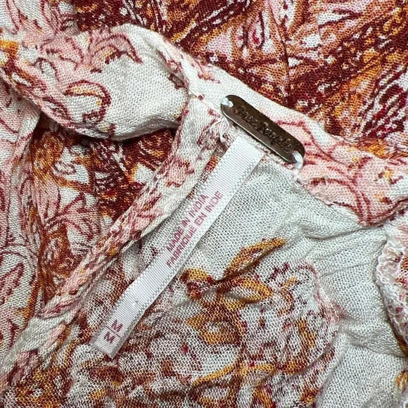 Free People Lady Luck Floral Printed Pink Tunic Dress will long Bell Sleeves Siz - Picture 6 of 9